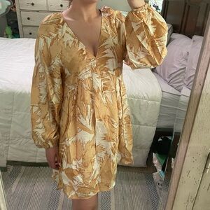 NWT H&M yellow Print long sleeve dress